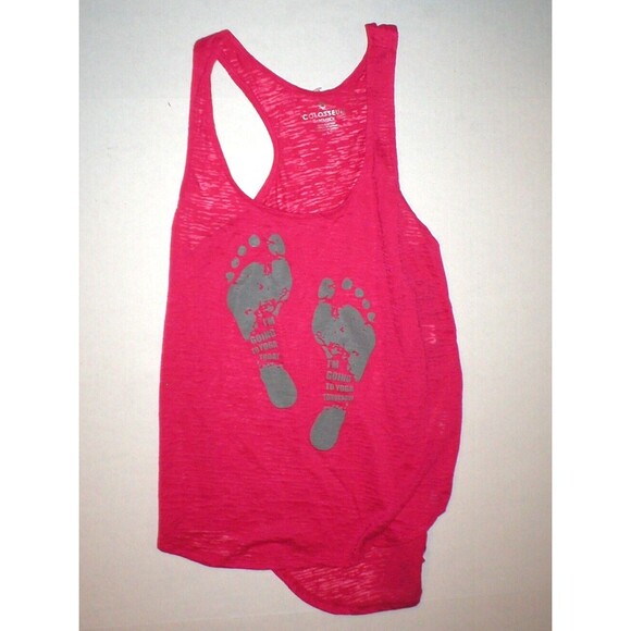 NWT New Women Colosseum I'm Going to Yoga Today Tomorrow Burnout S Tank Top Pink - Picture 2 of 3